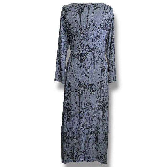 Comfy USA Womens Midi Dress Sz XL Gray Black Abstract Print Lagenlook Minimalist - Picture 6 of 8